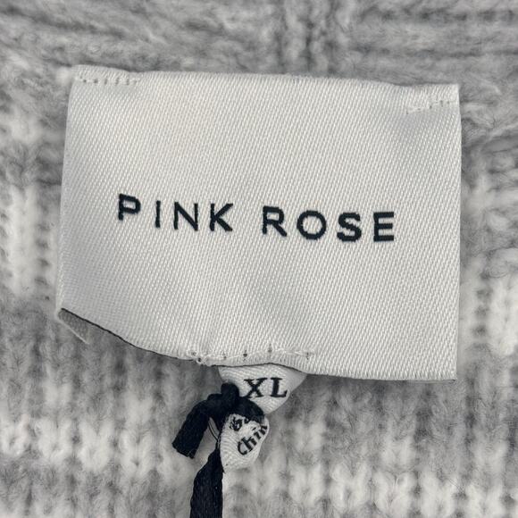 Pink Rose Belted Duster Cardigan Sweater Dress Size XL Gray White Stripe - Picture 4 of 12
